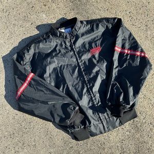 Vintage Airborne Express Bomber Jacket SZ XL Black Red Embroidered Made in USA